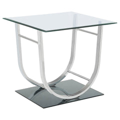 Amelia Chrome Square U-Shaped Glass Top Side End Table