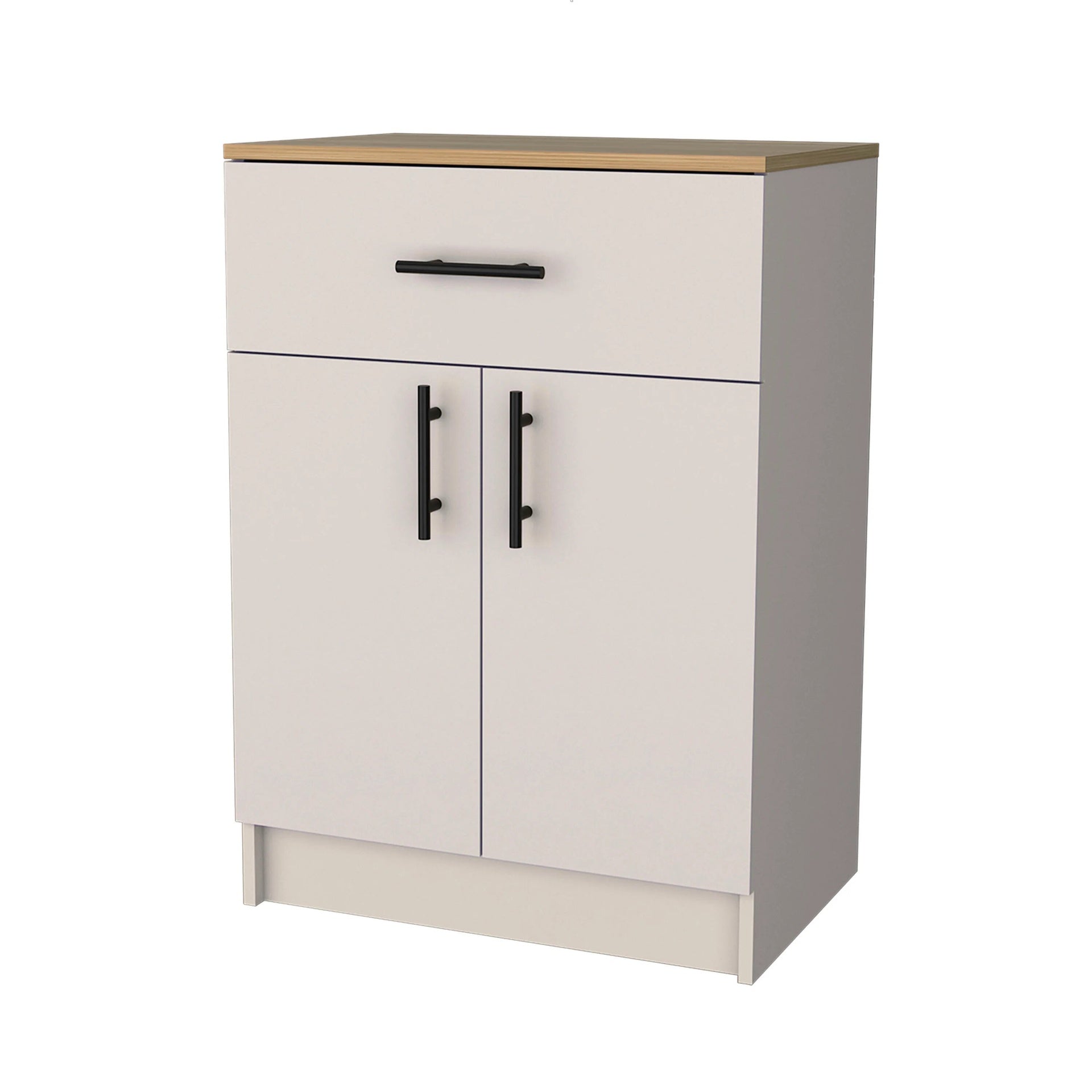 Ivory and Natural Oak 2-Door Kitchen Pantry with 1 Drawer