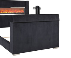 Black Color 1pc Eastern King Size Bed Wing back Design Headboard Bedroom Furniture TV Lift Footboard Contemporary Style