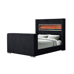 Black Color 1pc Eastern King Size Bed Wing back Design Headboard Bedroom Furniture TV Lift Footboard Contemporary Style