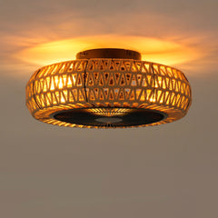 20" Vintage Rope Fan Light with Remote Control 6 Speed Adjustable Airflow Ceiling Fan For Living room, Bedroom,Kitchen--NOT INCLUDED BULBS