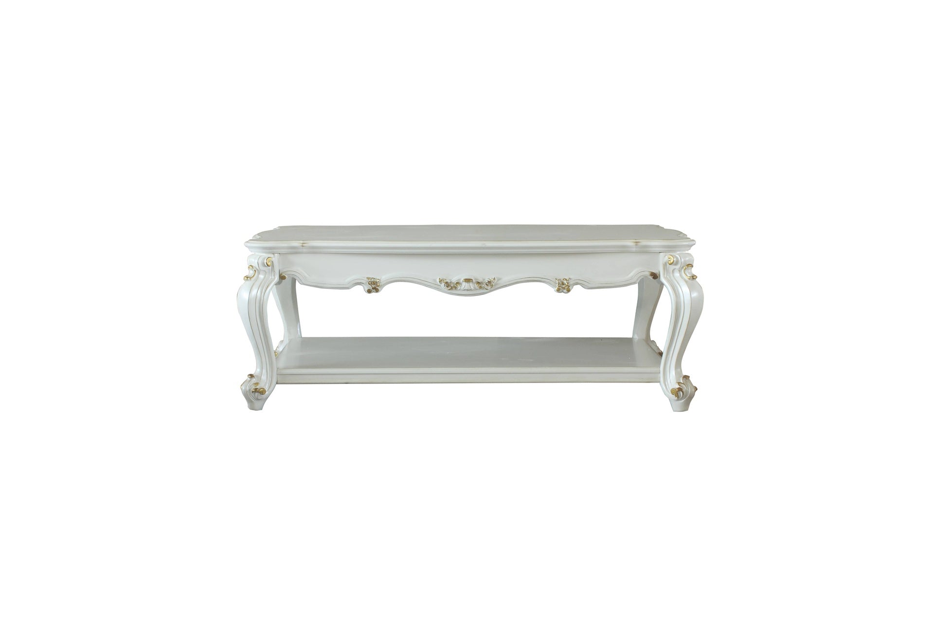 Antique Pearl Coffee Table with Bottom Shelf
