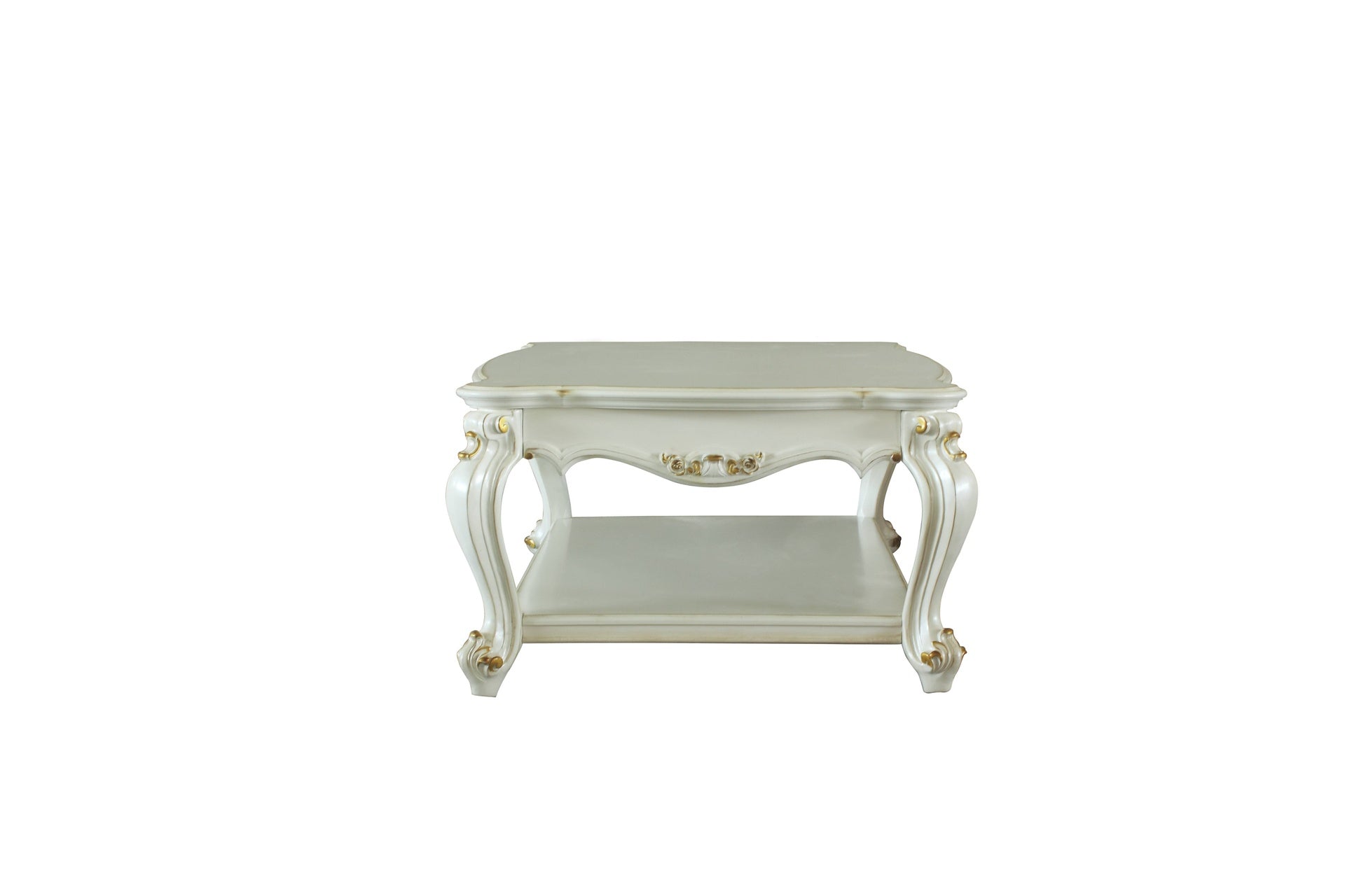 Antique Pearl Coffee Table with Bottom Shelf