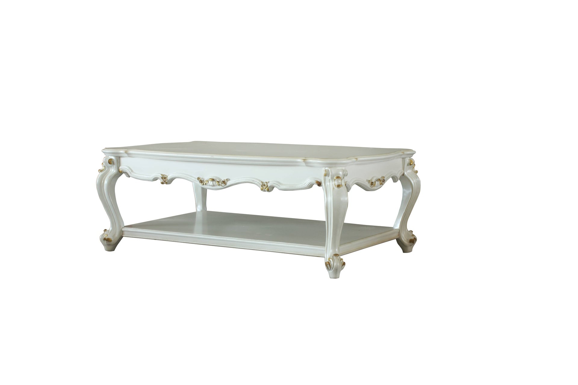 Antique Pearl Coffee Table with Bottom Shelf