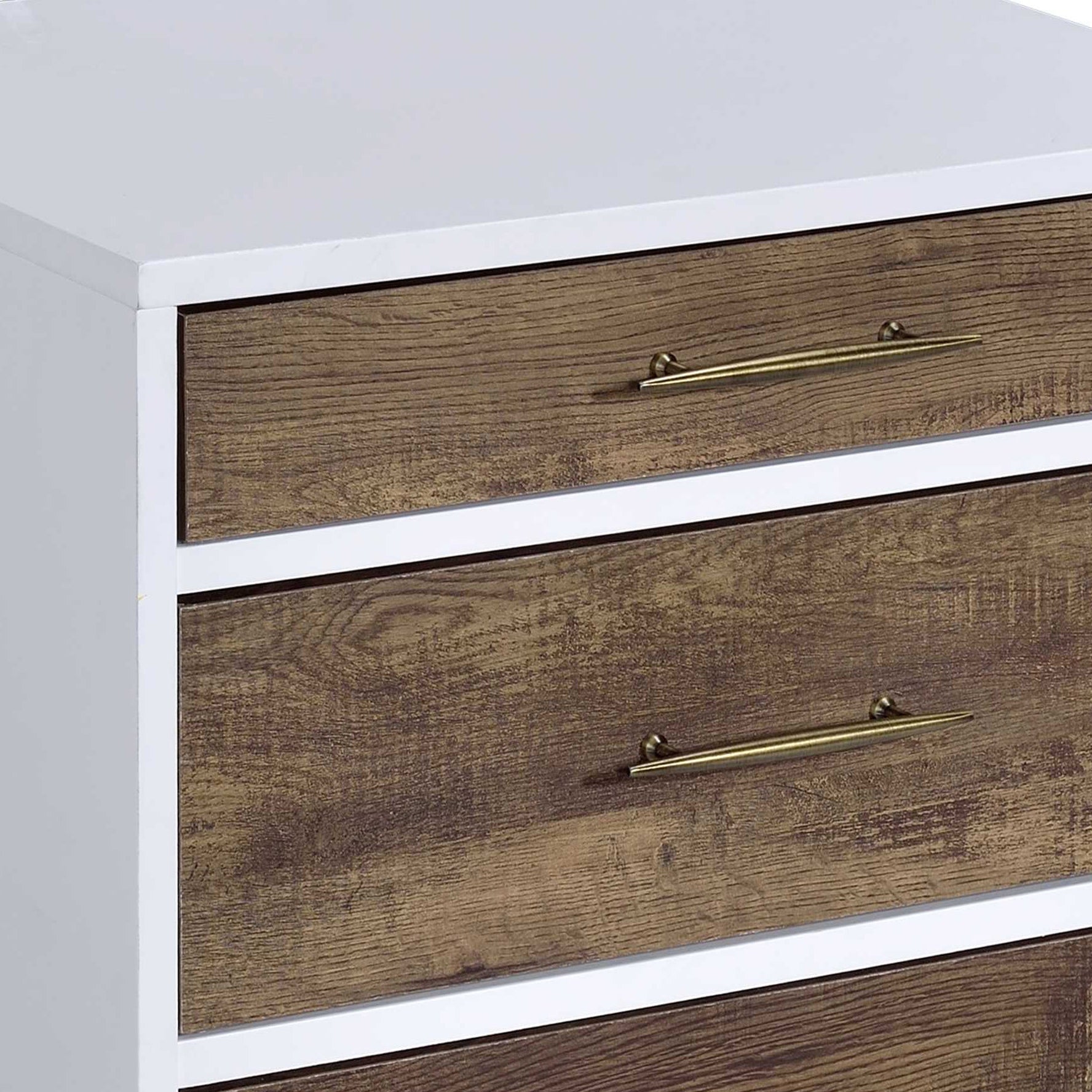 White and Weathered Oak 3-drawer Accent Table