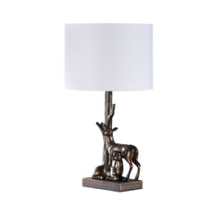 19.75" In Capreolus Bronze Western Roe Deers Polyresin Table Lamp
