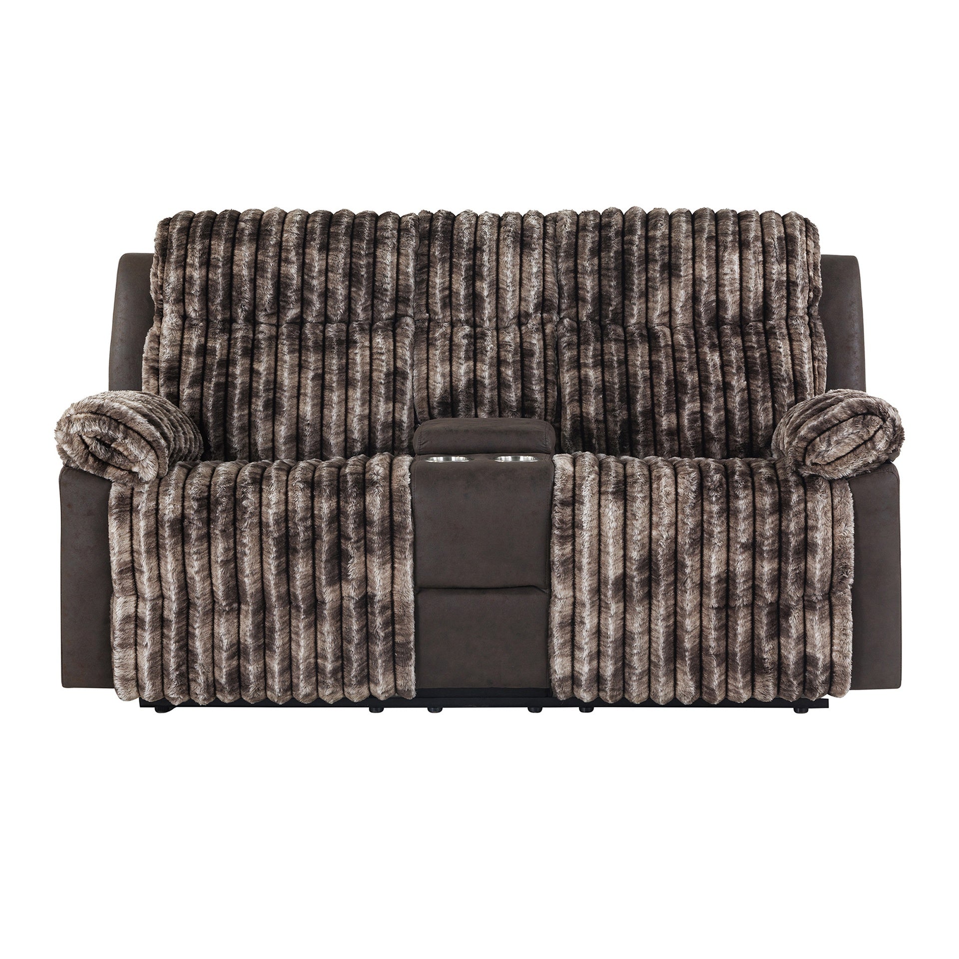 Bruni Brown Console Reclining Loveseat
