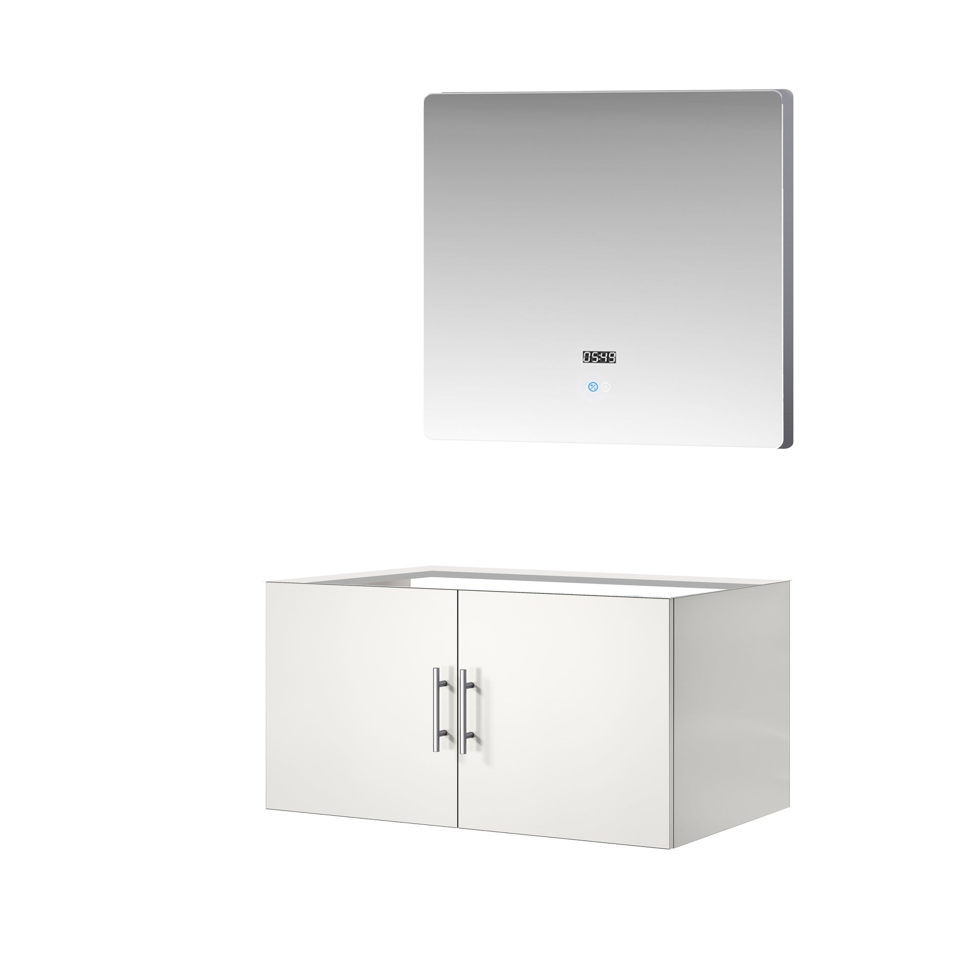 Glossy White Bath Vanity 36 in. W x 22 in. D, and 36 in. LED Mirror