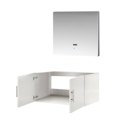 Glossy White Bath Vanity 36 in. W x 22 in. D, and 36 in. LED Mirror