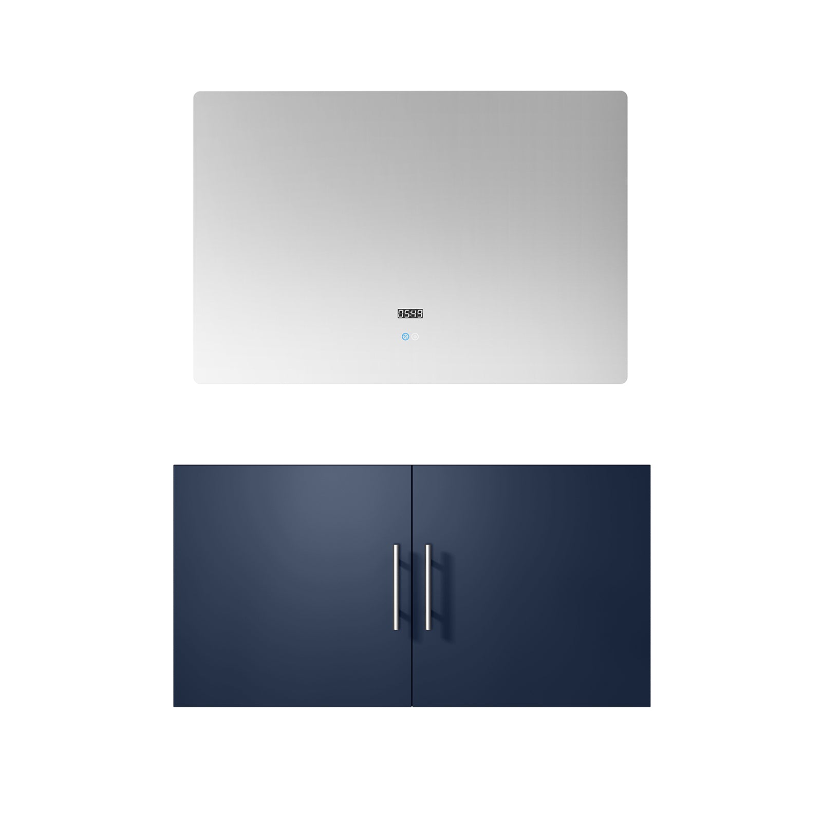 Navy Blue Bath Vanity 36 in. W x 22 in. D, and 36 in. LED Mirror