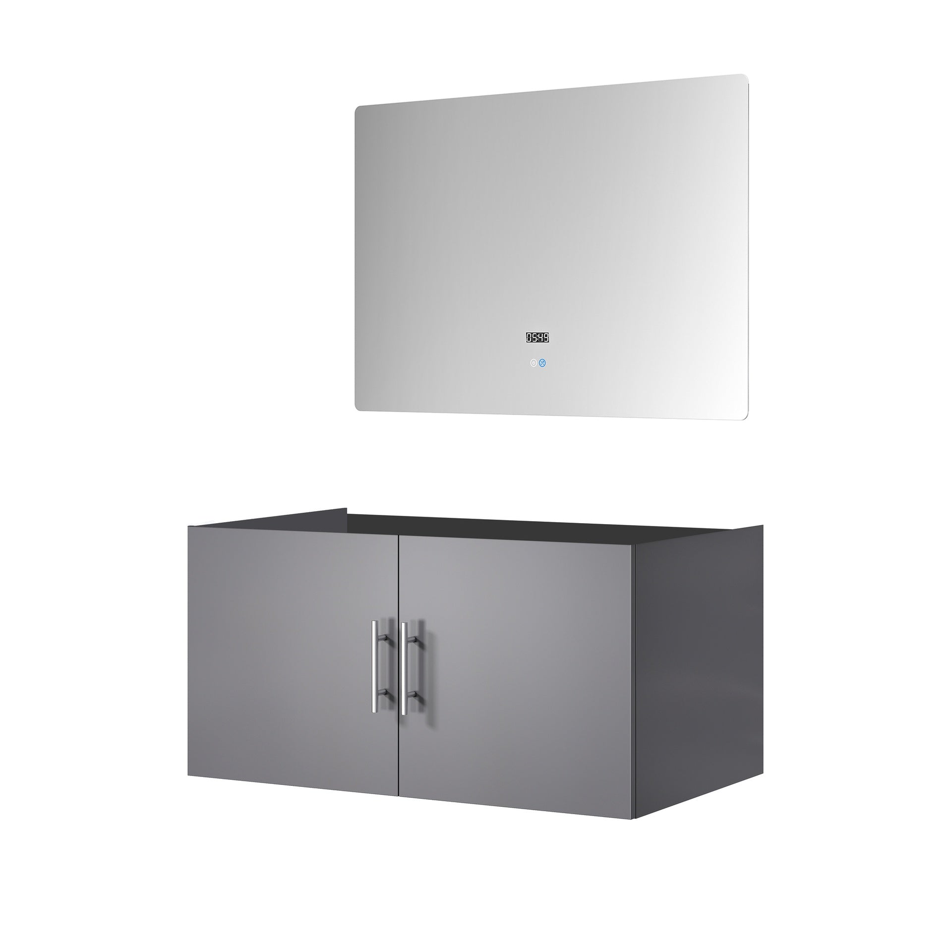 Dark Grey Bath Vanity 36 in. W x 22 in. D, and 36 in. LED Mirror