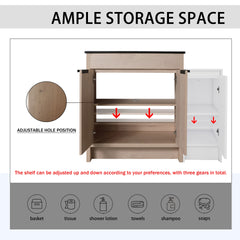 42 Inch Freestanding Bathroom Vanity with Black Ceramic Sink and Storage Cabinets, Soft Closing Door, 02430+0312 Combination Cabinet, KD-Package