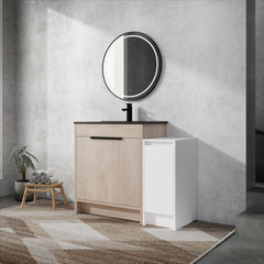 42 Inch Freestanding Bathroom Vanity with Black Ceramic Sink and Storage Cabinets, Soft Closing Door, 02430+0312 Combination Cabinet, KD-Package