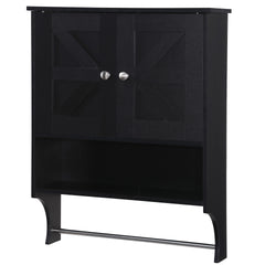 Over The Toilet Storage Cabinet,Farmhouse Medicine Cabinet with 2 Door and Adjustable Shelves,21.65 x 7.1 x 27.6 Inches, Bathroom, Living Room, Black