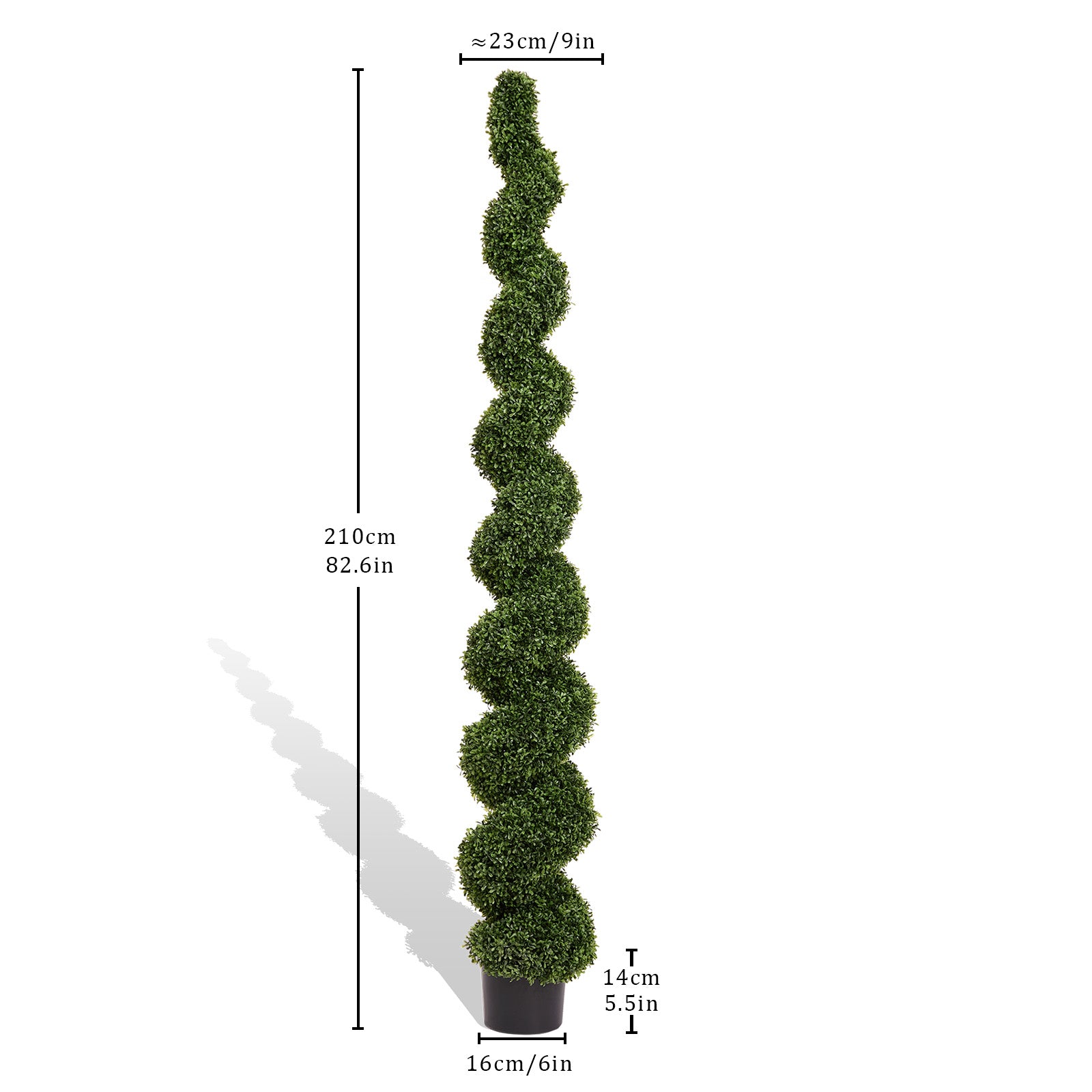 7FT Spiral Topiary Trees Artificial Outdoor Faux Boxwood Plants Large Twisted Green Potted Trees for Garden Front Porch Patio Planter Decoration, 1pc/set