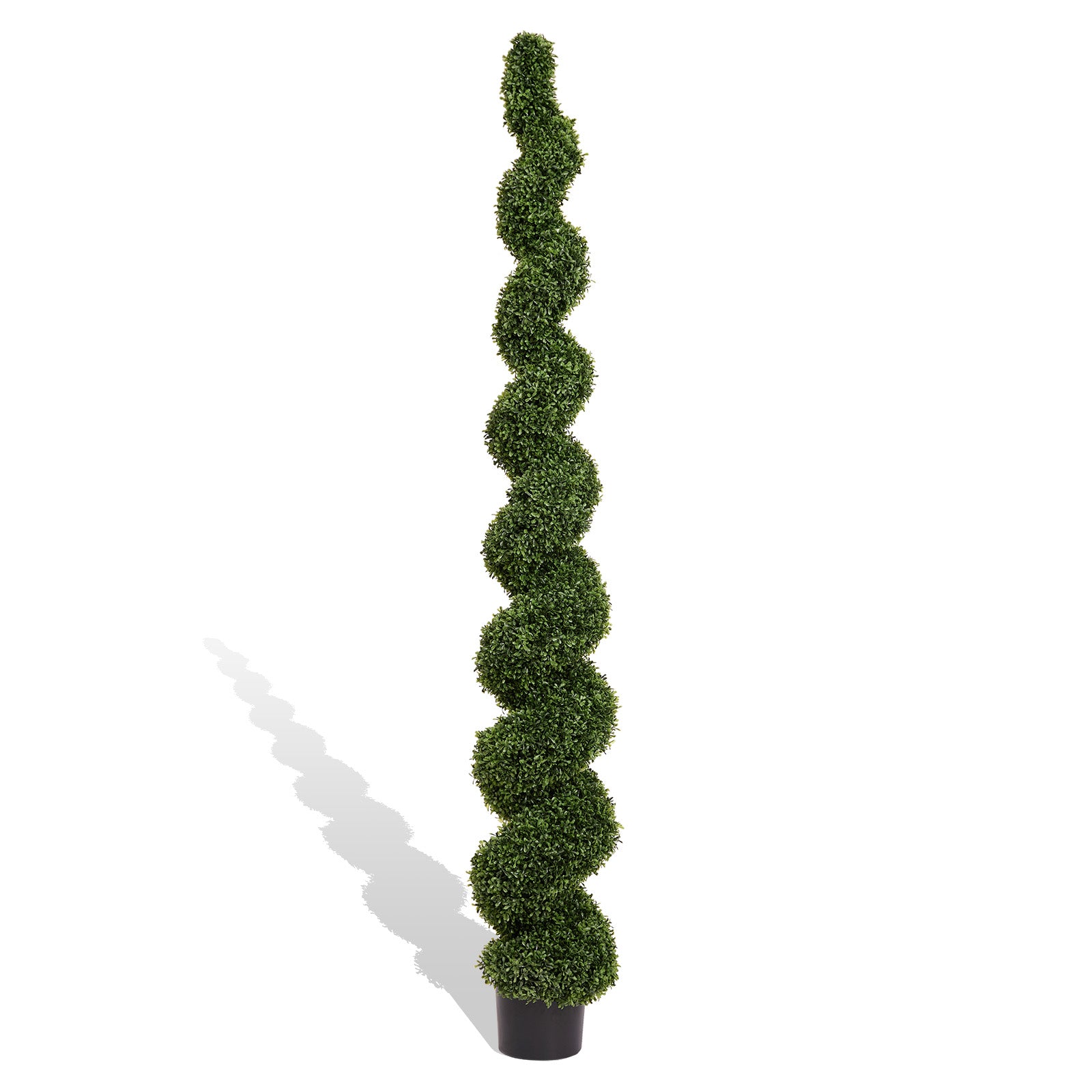 7FT Spiral Topiary Trees Artificial Outdoor Faux Boxwood Plants Large Twisted Green Potted Trees for Garden Front Porch Patio Planter Decoration, 1pc/set