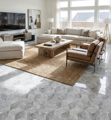 Hexagon marble tile, Carrara Gray marble, natural marble, for wall and floor, polished marble tile, natural stone, genuine marble, real marble, 1 box 12 pcs