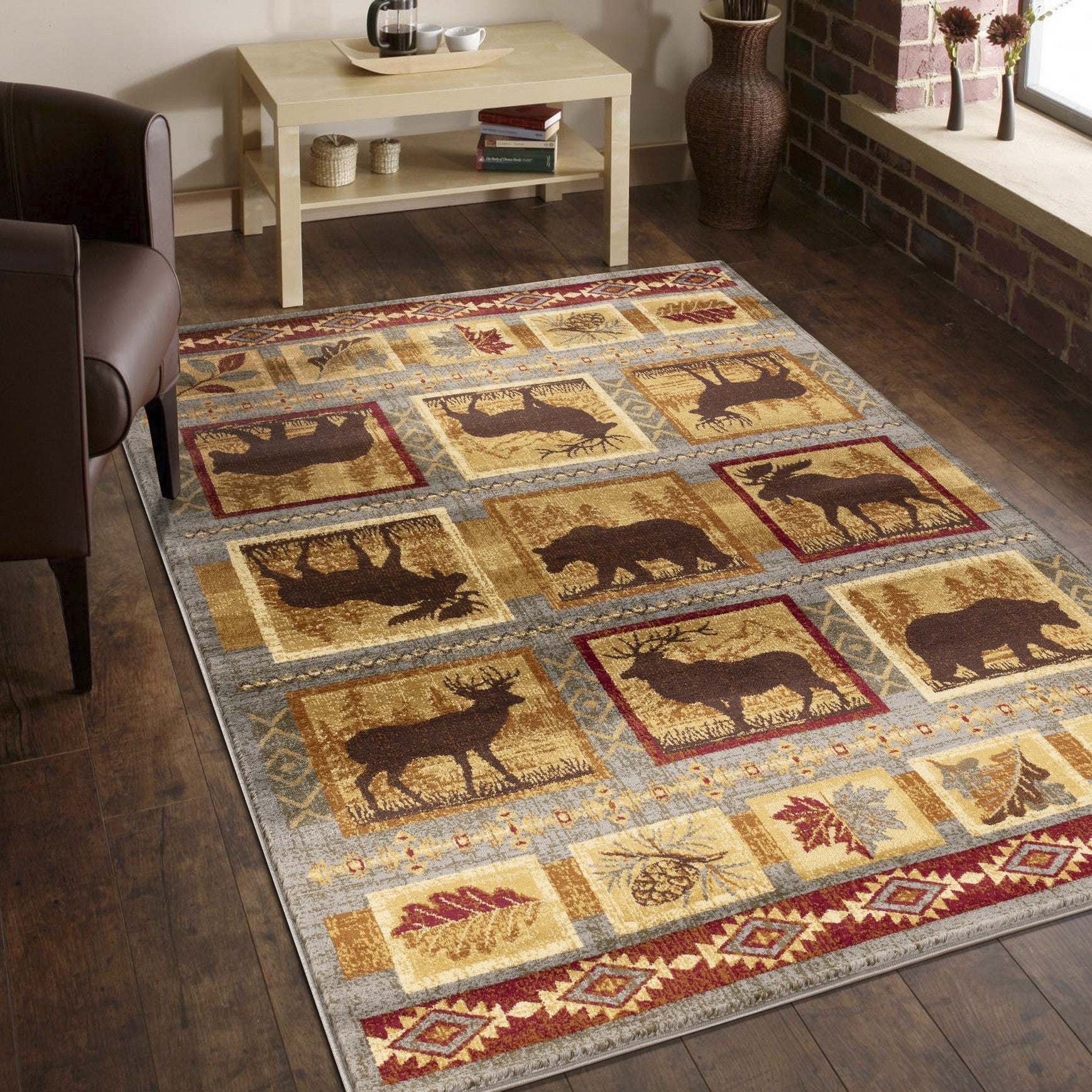 Nature's Nest GC_CBL3004 Multi 2 ft. x 3 ft. Lodge Area Rug