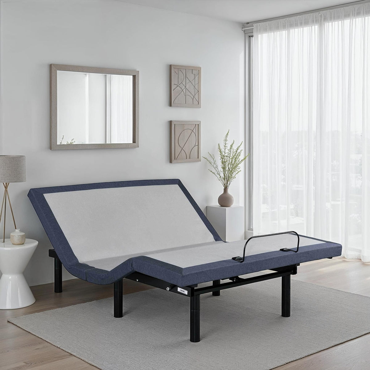 King Adjustable Bed Base with Massage and Head and Foot Position Adjustments