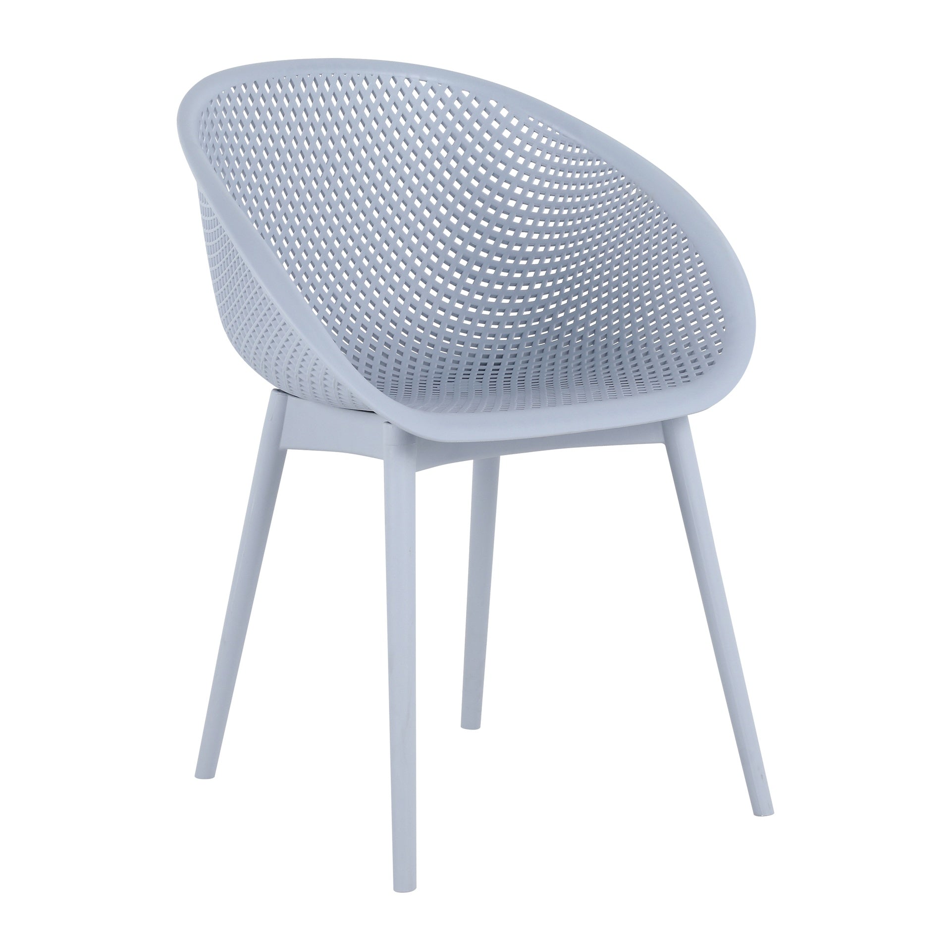 Holiday - 4-Pack Light Blue Modern Lounge Chairs – Indoor/Outdoor All-Weather PP Plastic with 55 Inch White Modern Long Table - Indoor/Outdoor- Lightweight PP Tabletop with Metal