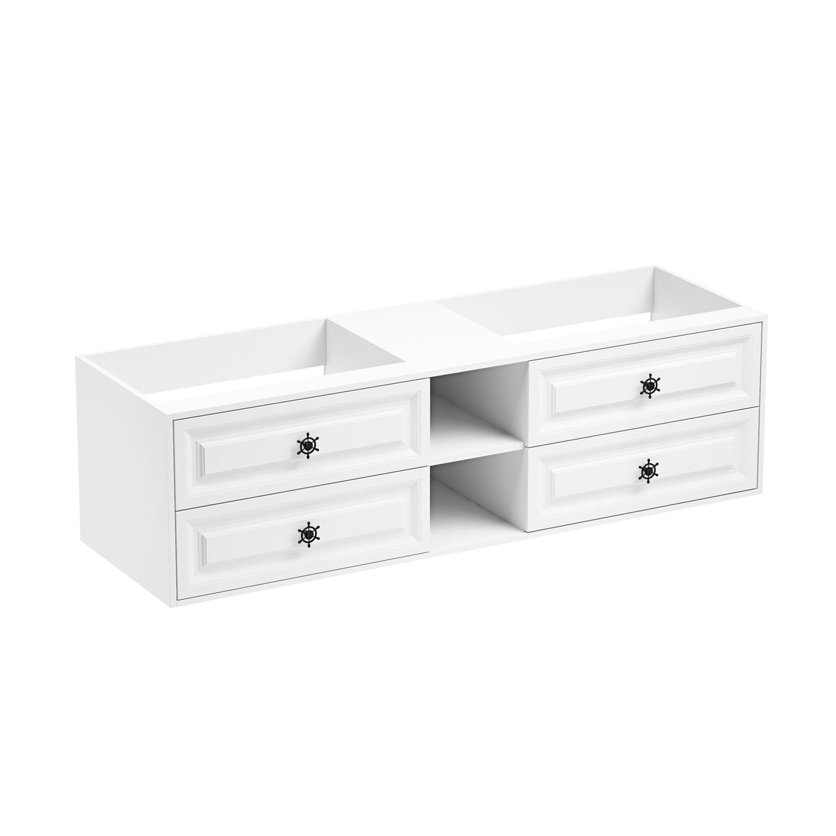 72" Wall Hung Bathroom Vanity Cabinet Fits Double Sinks, Cabinet Only (Countertop and Sinks Not Included)