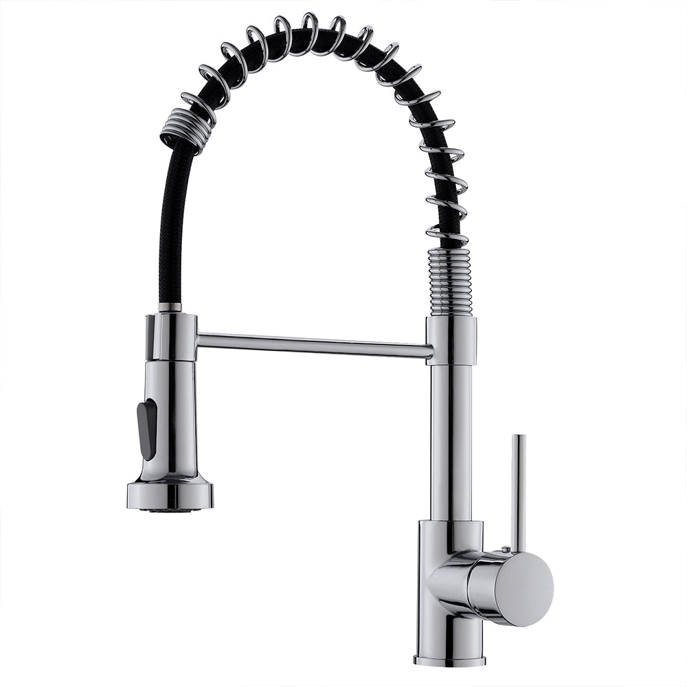 Commercial Black Kitchen Faucet with Pull Down Sprayer, Single Handle Single Lever Kitchen Sink Faucet