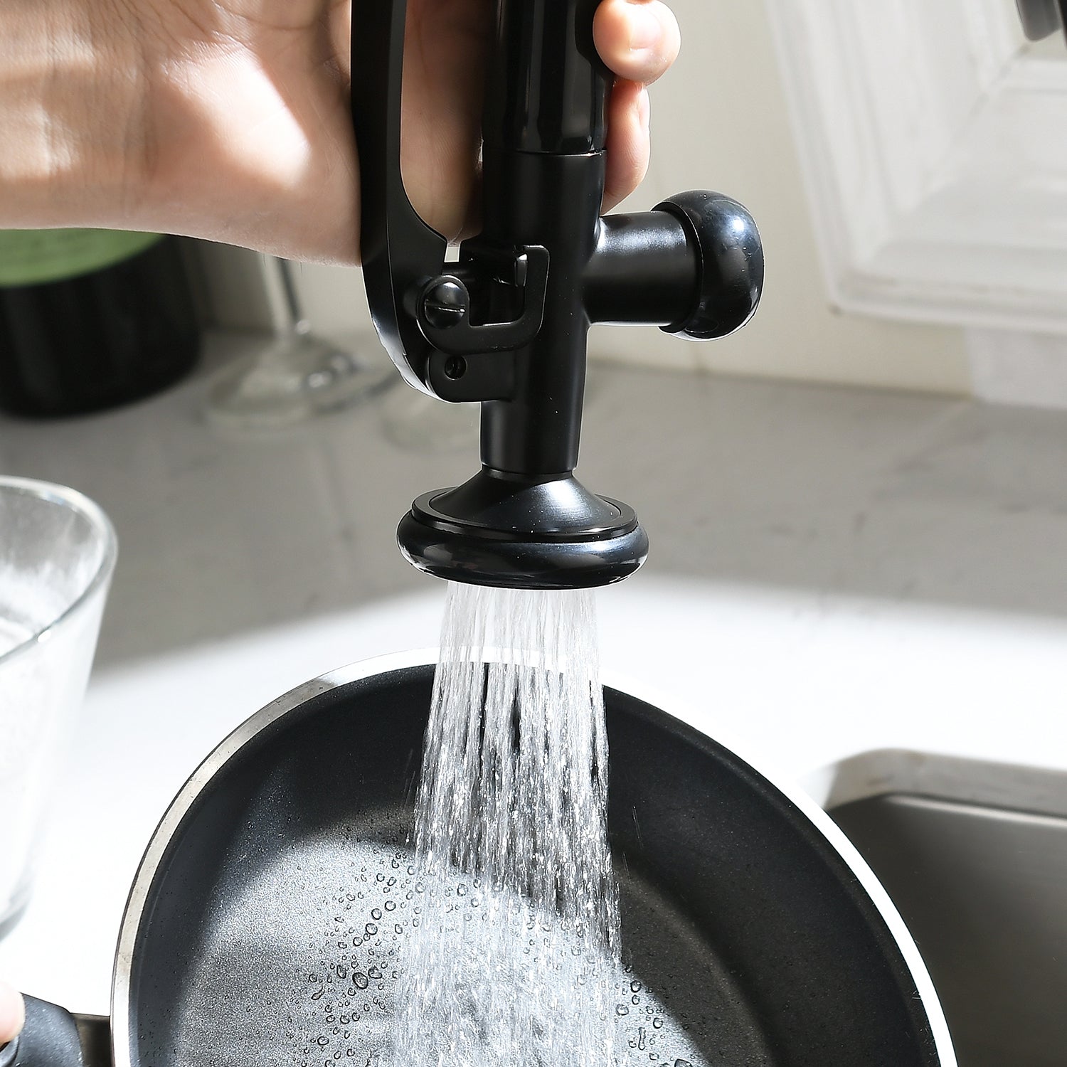 Commercial Kitchen Faucet Pull Down Sprayer Black and Nickel,Single Handle Kitchen Sink Faucet