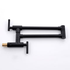 Brass Pot Filler,Wall Mount Commercial Pot Filler Faucet,Brass Copper Material Kitchen Folding Faucet,Coffee Machine Faucet with Stretchable Double Joint Swing Arms,Style A,Black ened