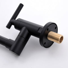Brass Pot Filler,Wall Mount Commercial Pot Filler Faucet,Brass Copper Material Kitchen Folding Faucet,Coffee Machine Faucet with Stretchable Double Joint Swing Arms,Style A,Black ened