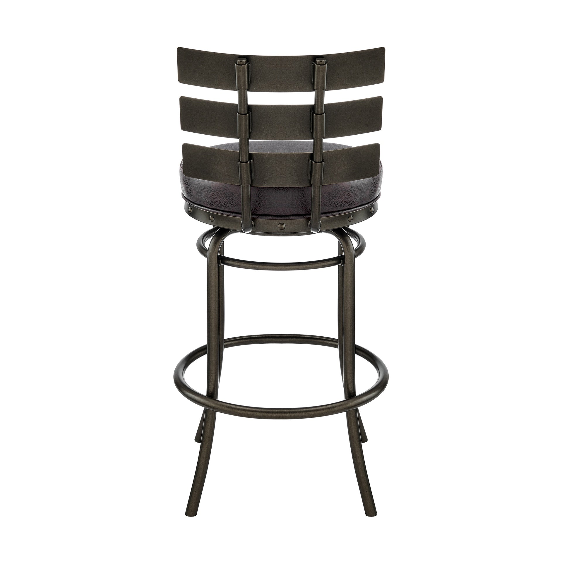 Tatyana Swivel Counter or Bar Stool in Mocha Finish with Brown Faux Leather