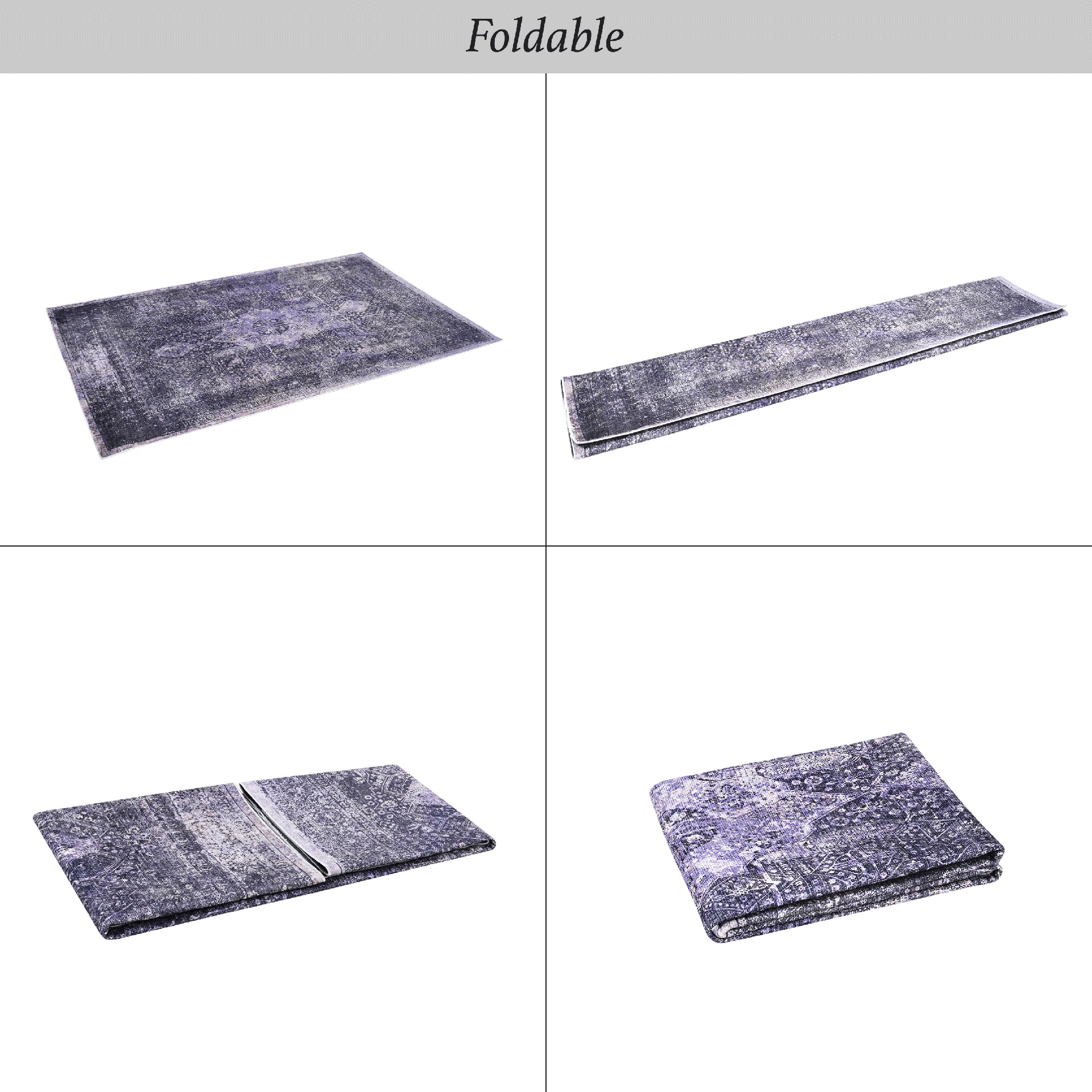 MAVAL Anthracite Washable Rug 3x5 Area Rug (Anthracite, 3' x 5')