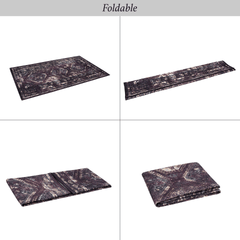 MAVAL Black Washable Rug 3x5 Area Rug (Black+Burgundy, 3' x 5')