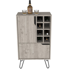 Manhattan L Bar Cabinet, Eight Built-in Wine Rack, Single Door -Light Gray