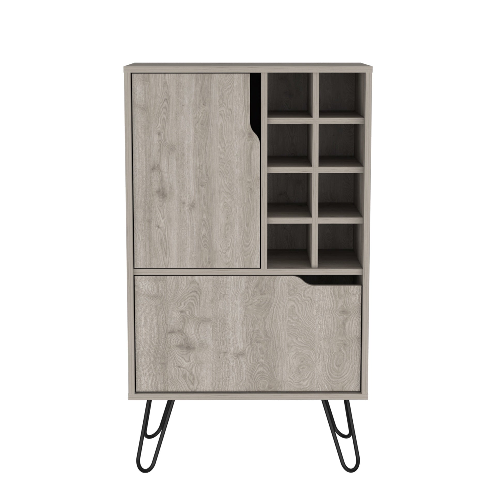 Manhattan L Bar Cabinet, Eight Built-in Wine Rack, Single Door -Light Gray