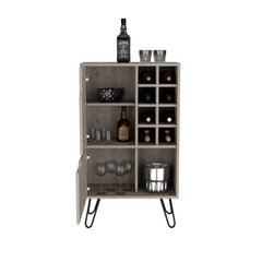 Manhattan L Bar Cabinet, Eight Built-in Wine Rack, Single Door -Light Gray