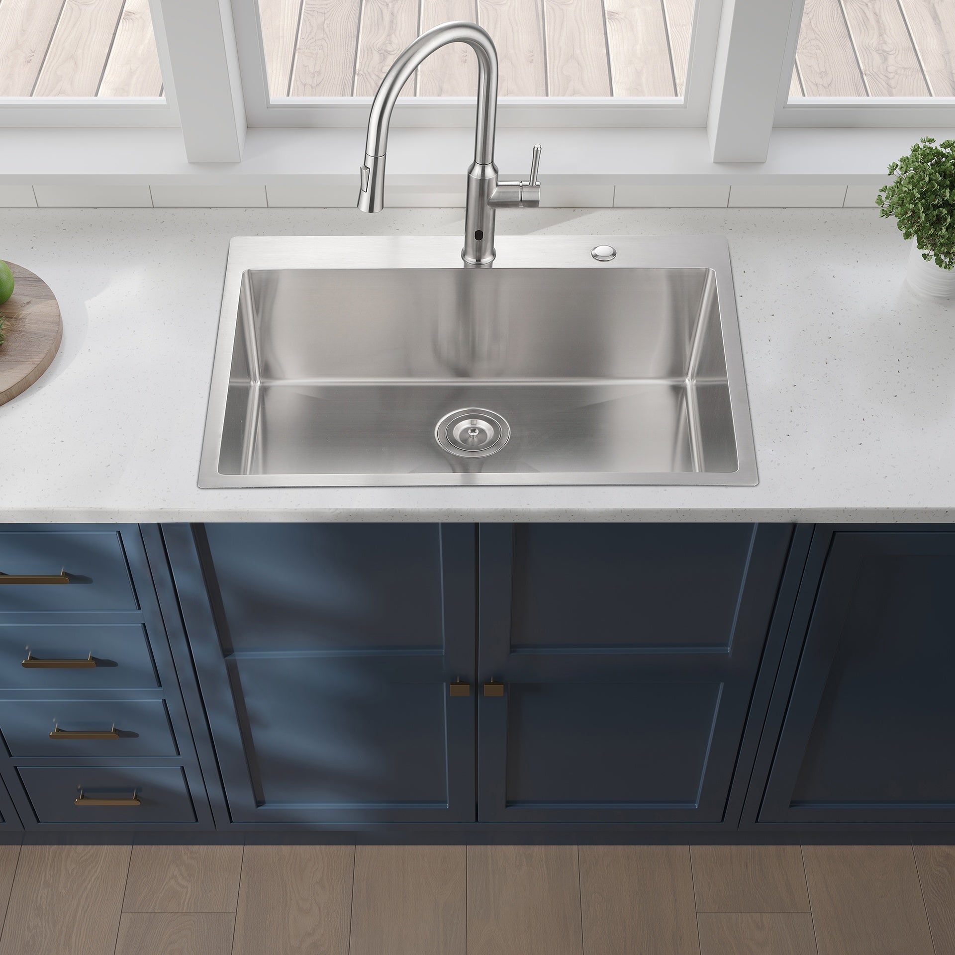 33x22x10"Drop-in Single Bowl Stainless Steel Kitchen Sink