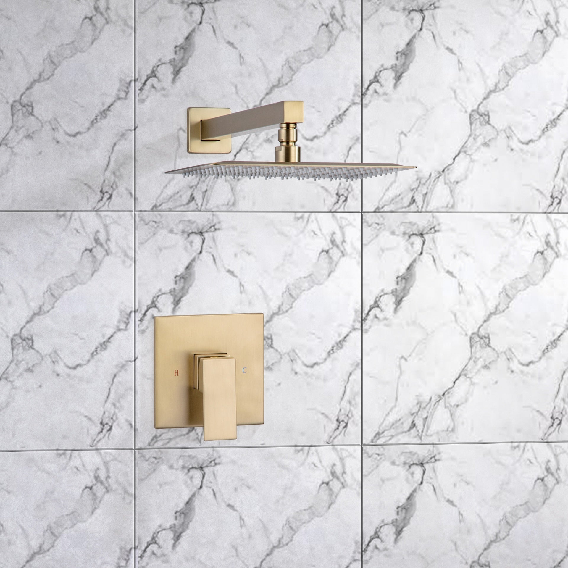93101LSJ-10 Square Pressure Balanced Complete Shower System With Rough-in Valve