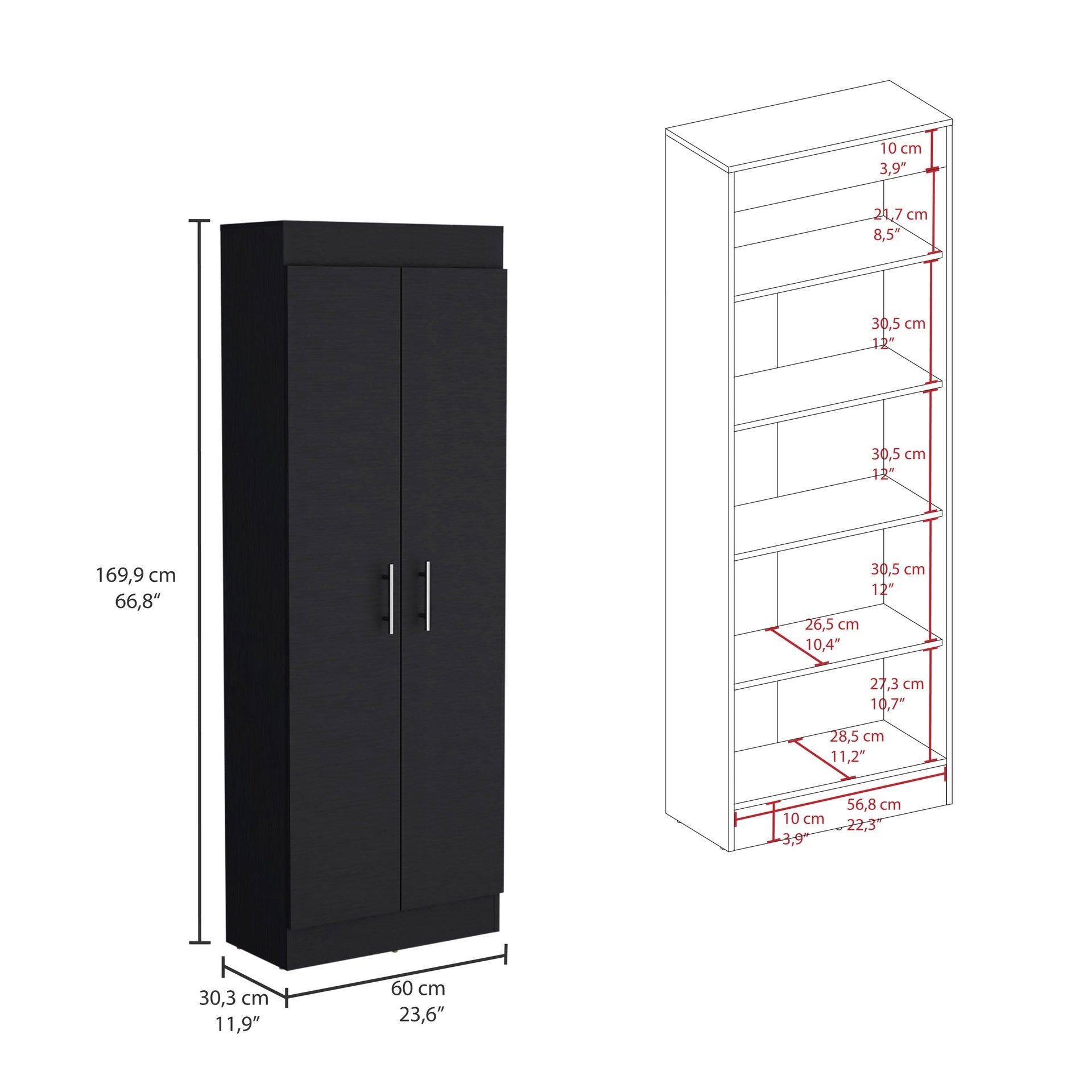 Nepal Pantry Cabinet, Space-Efficient 2-Door Design with Multiple Shelves