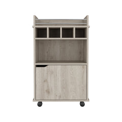 Phoenix Bar Cart with 2 Open Shelves  4 Cubbies and Cabinet