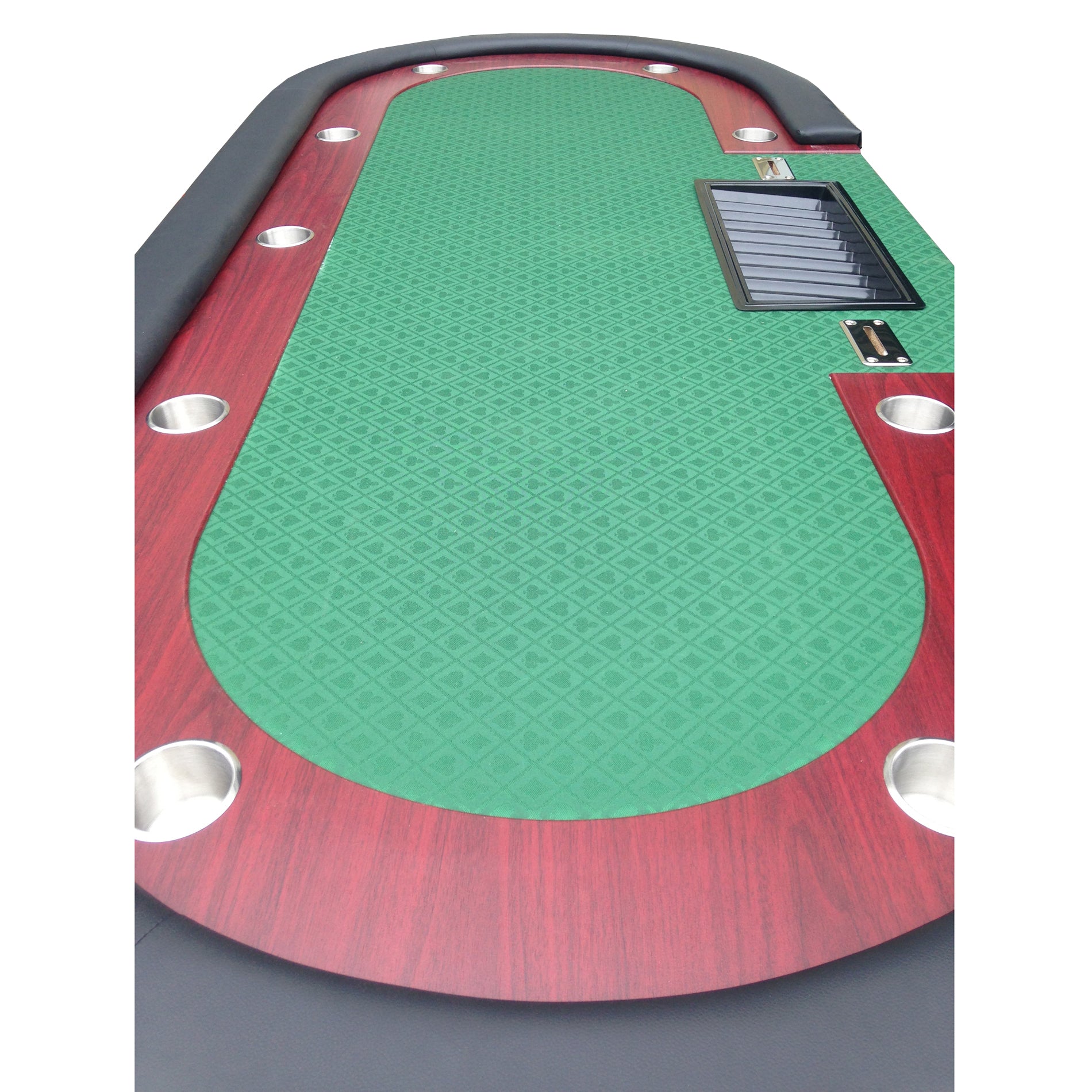 96" Luna Ultra Poker Table with Speed Cloth Racetrack Chip Tray Double DropBox Wooden Legs Green