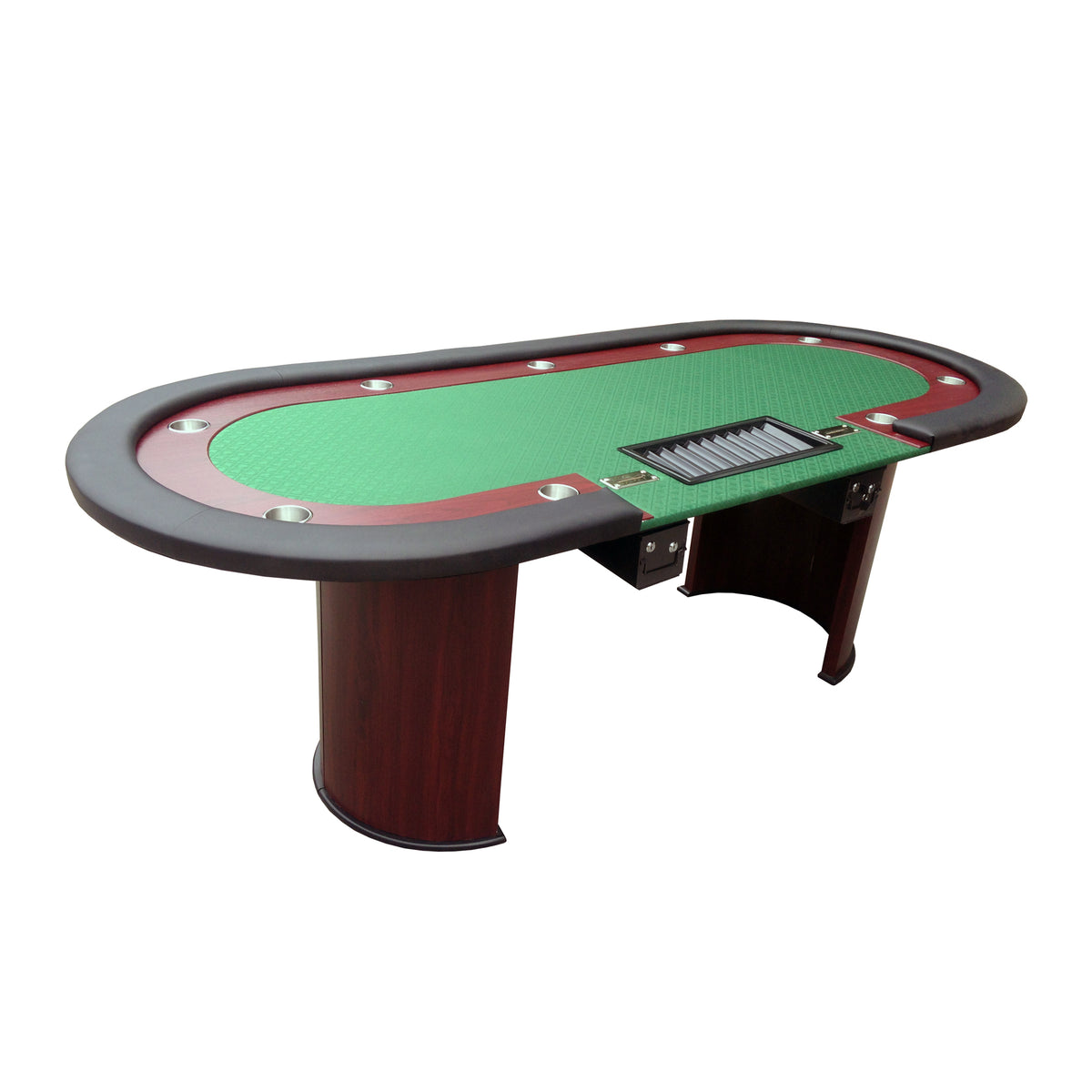 96" Luna Ultra Poker Table with Speed Cloth Racetrack Chip Tray Double DropBox Wooden Legs Green