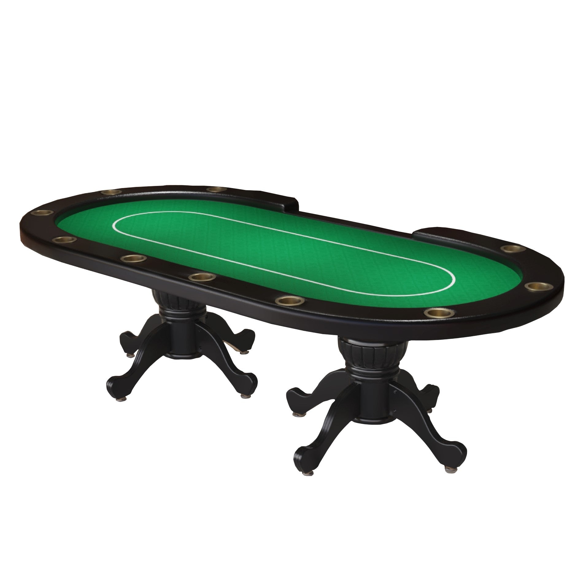 96" Oval Aura Poker Table for 10 Players Texas Holdem Poker Card with Bet Line Felt Surface Jumbo Cup Holders Green