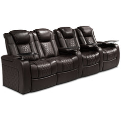 124.4"Power Recliner 4 PC Made WithTop-Grain Nappa,Fully Adjustable Relaxation,Smart Charging,Dynamic RGB LED Lighting,COFFEE
