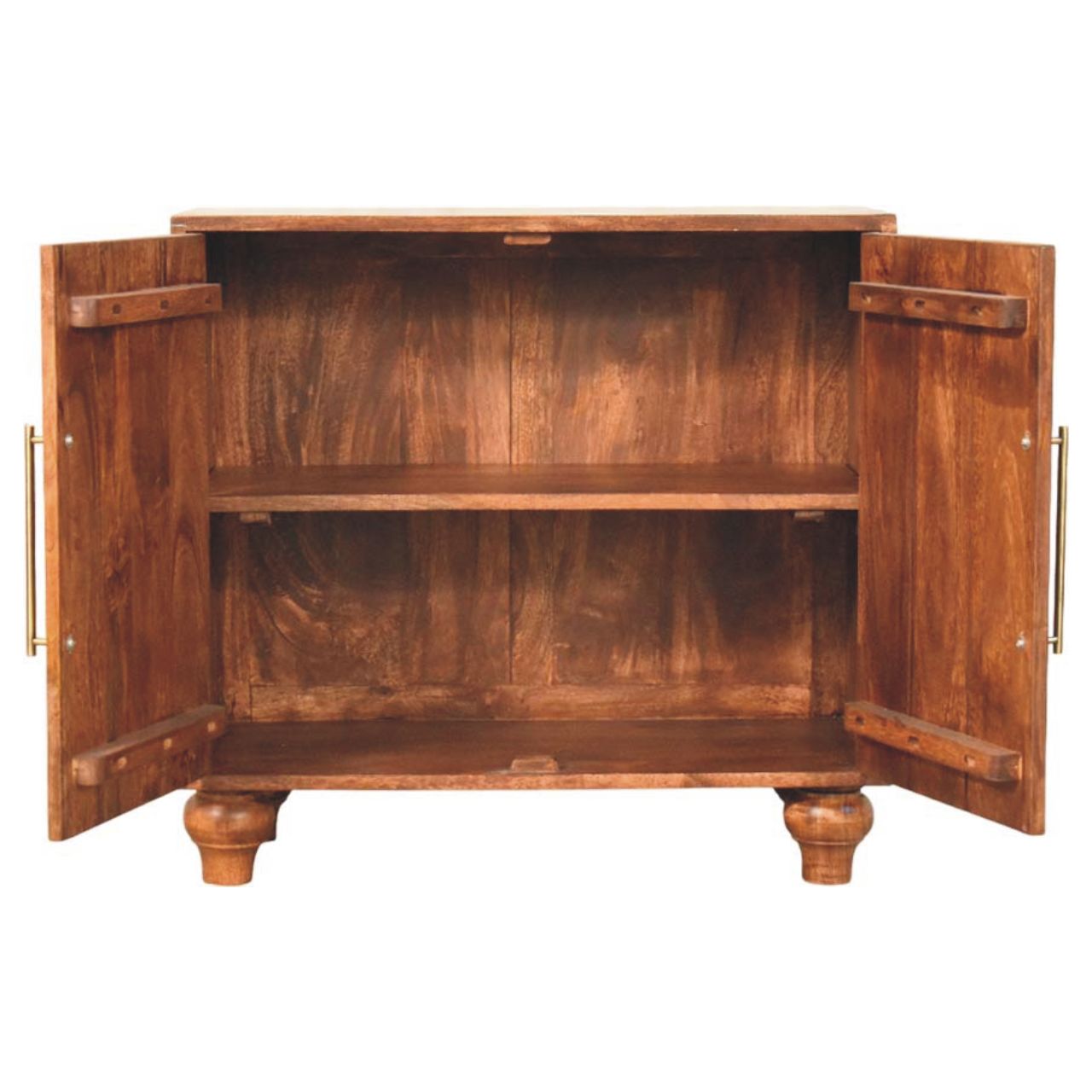 Solid Wood Arco Groove Sideboard,2-doors,Brown