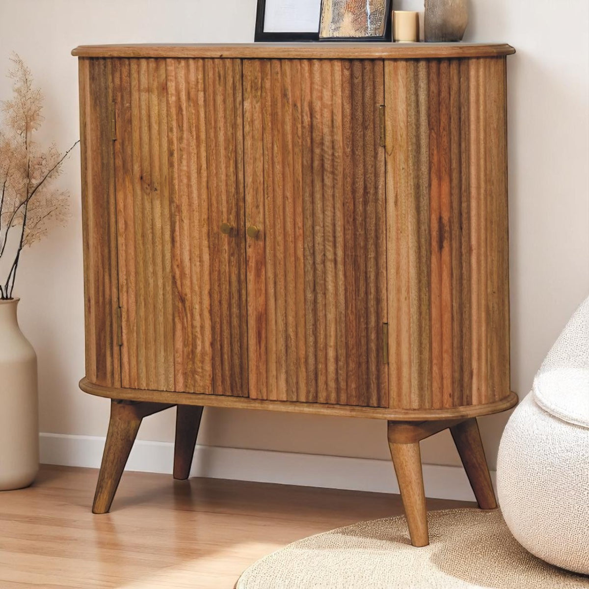 Soba Nordic Cabinet, 2 Shelves, Nordic Legs, Light Brown
