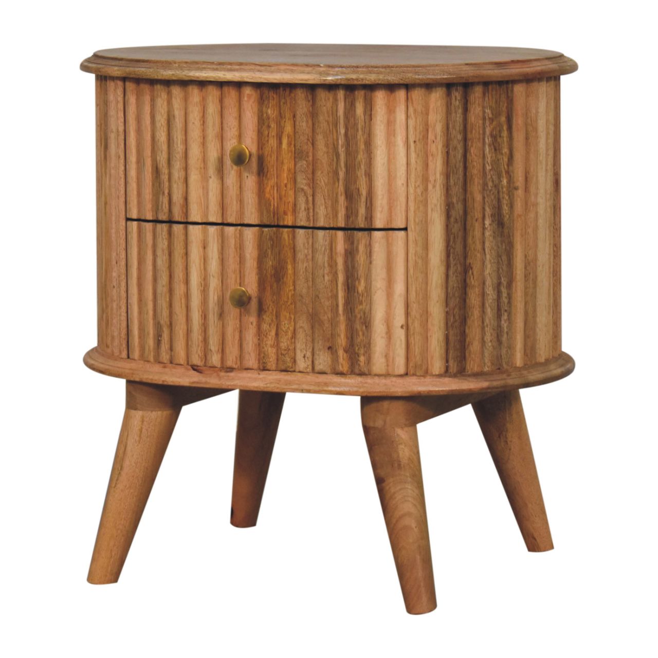 Solid Wood Soba Nordic Bedside, 2-Drawers, Nordic Legs, Light Brown