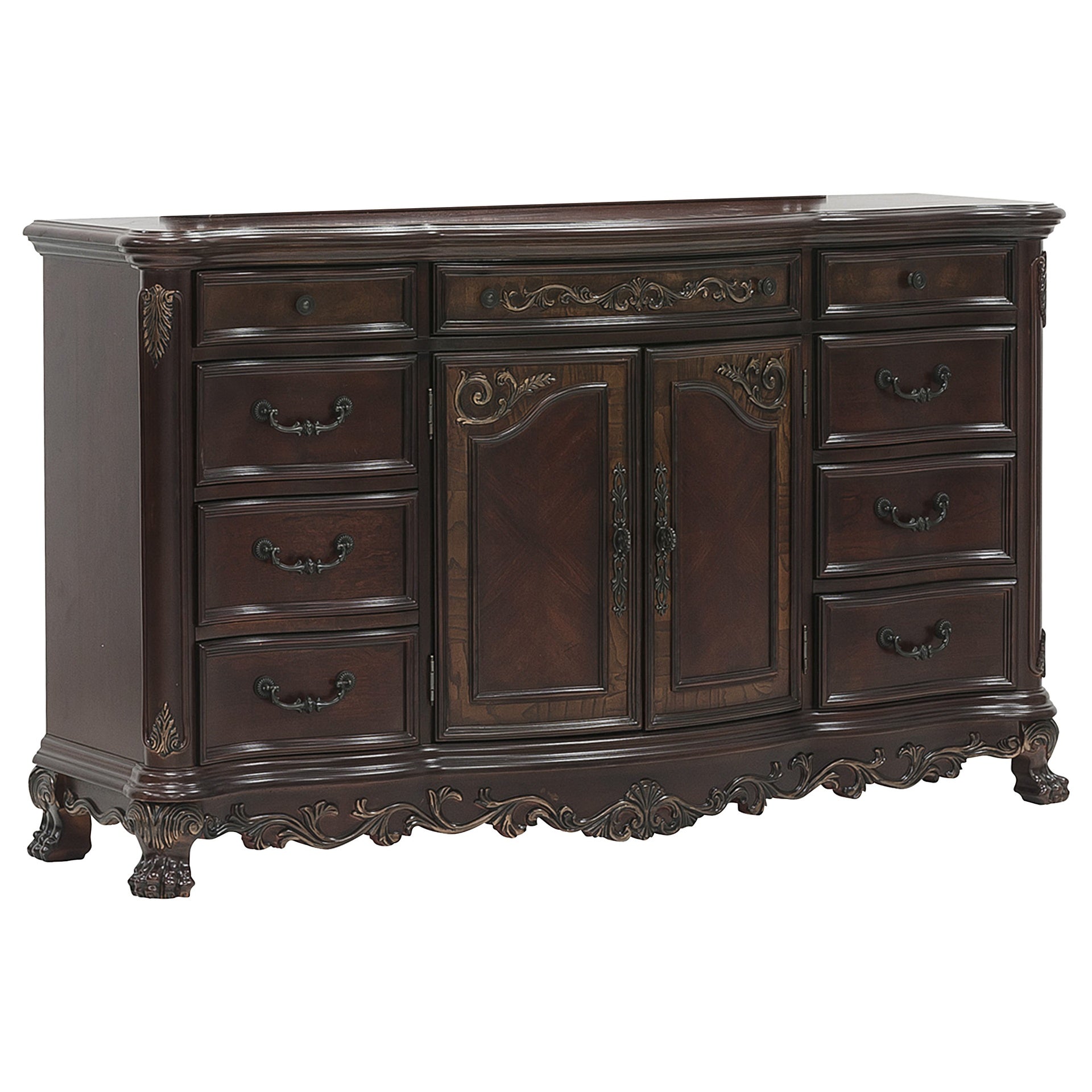 Cherry Finish Formal Bedroom Furniture 1pc Dresser w 9x Drawers Bottom Cabinet Adjustable Shelf Traditional Design Wooden Furniture