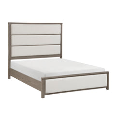 1pc Contemporary King Panel Bed Light Gray Finish Upholstered Headboard Footboard Bedroom Furniture