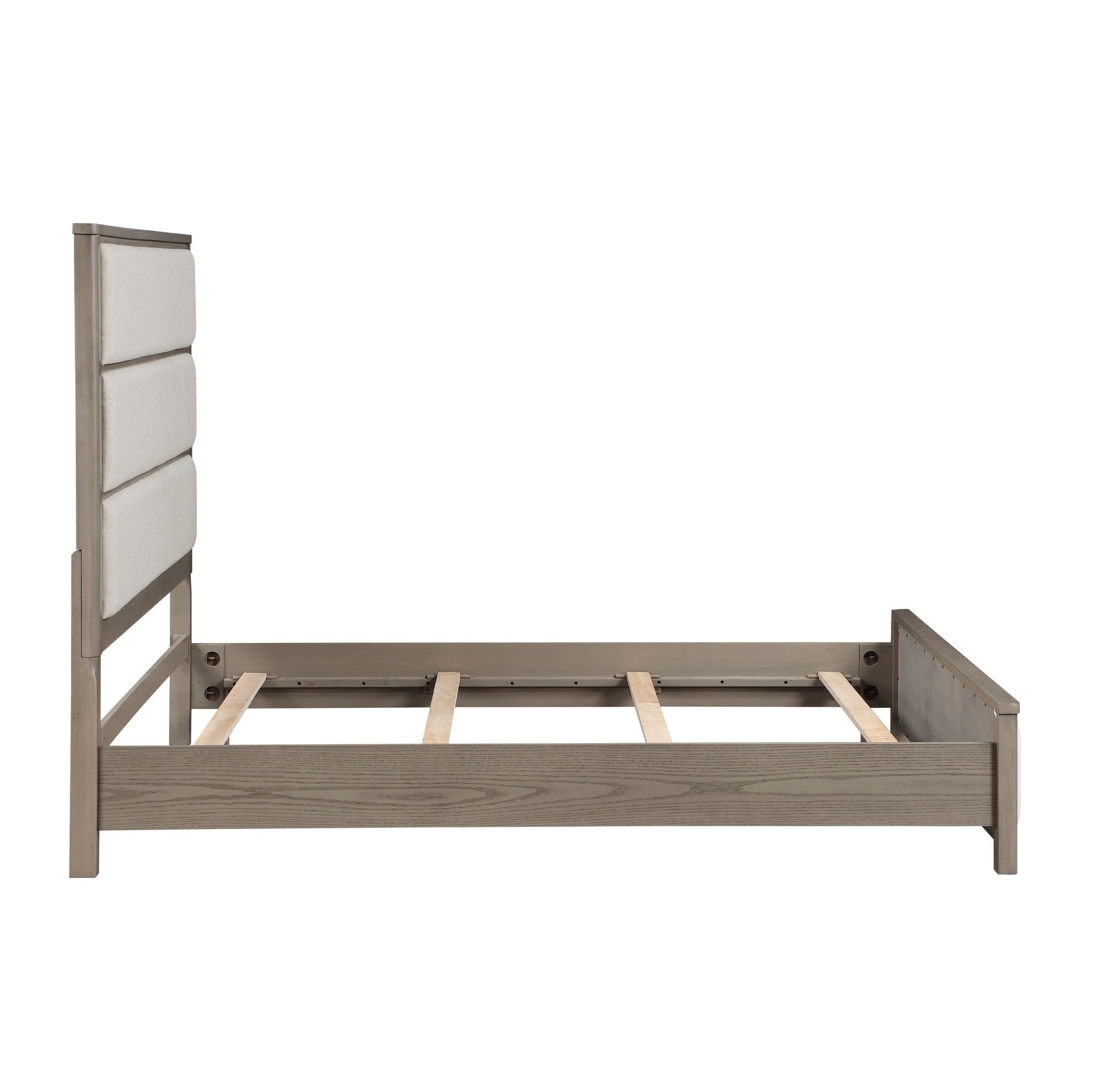 1pc Contemporary King Panel Bed Light Gray Finish Upholstered Headboard Footboard Bedroom Furniture