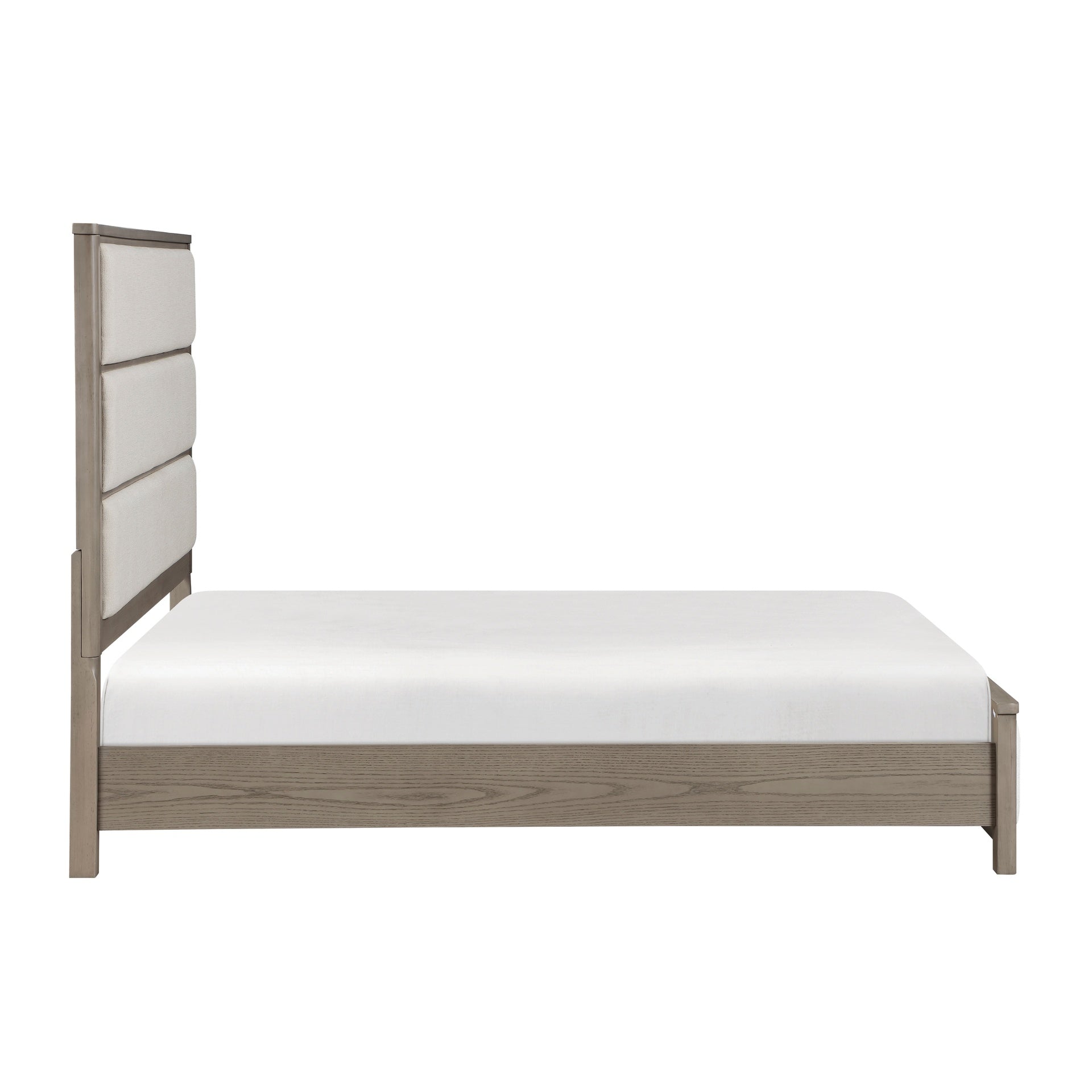 1pc Contemporary King Panel Bed Light Gray Finish Upholstered Headboard Footboard Bedroom Furniture